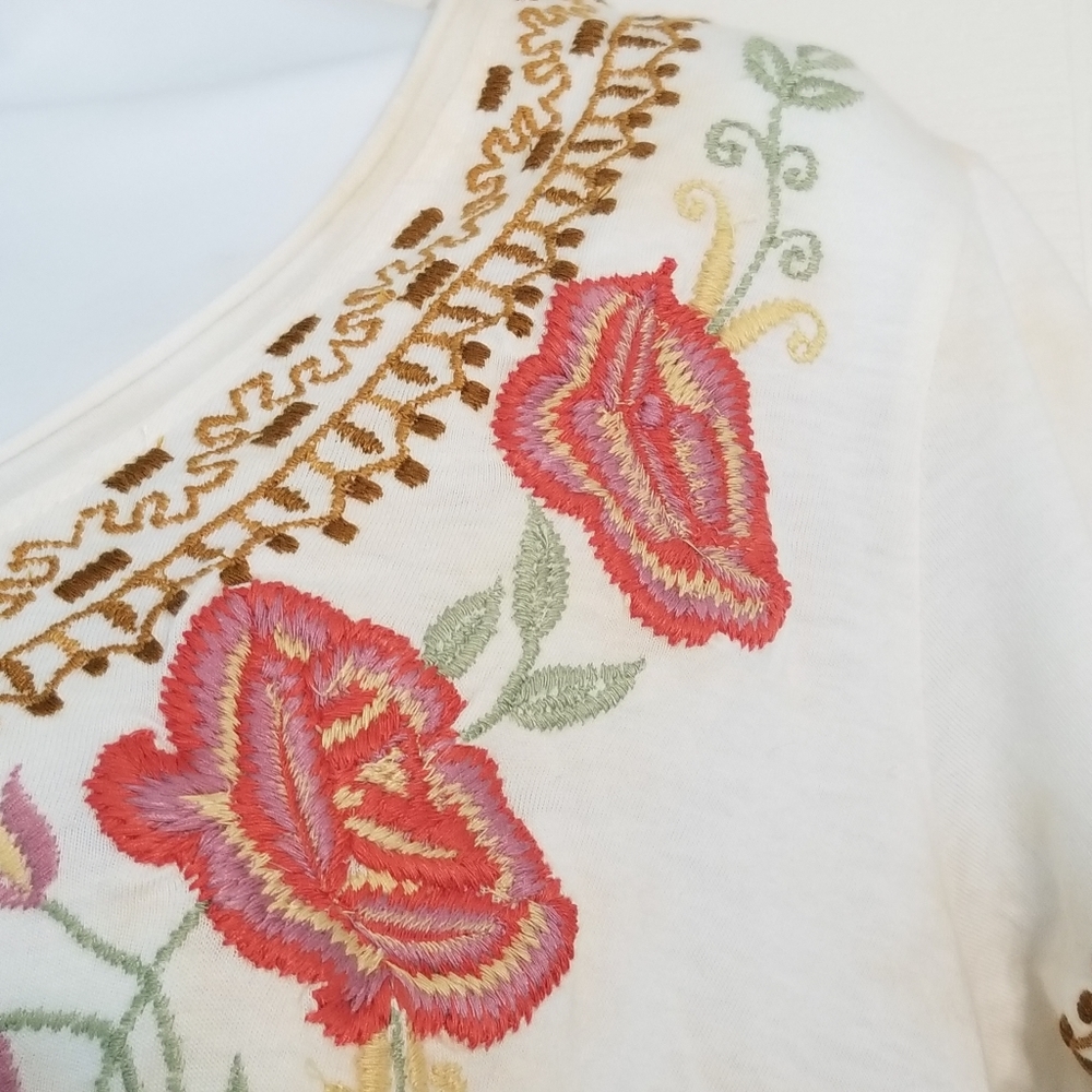 CAITE Dawson Embroidered Boho Tan Tie Dye Shirt Women's Size Small - Picture 7 of 14